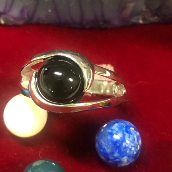 Sterling silver interchangeable marble stone ring - Picture 4 of 11